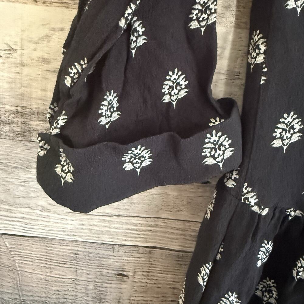 Garnet Hill Floral V-Neck Dress Cottagecore Boho Scandi Neutral Career Office 02 - Picture 8 of 10